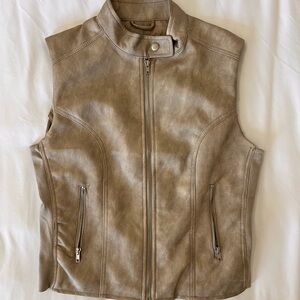 Khaki Vegan Leather Vest